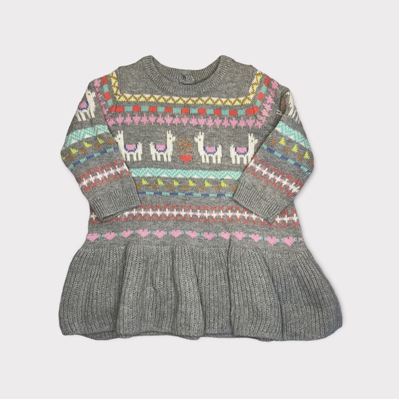 GAP Other - Gap Llama Fair Isle Festive Gray Ribbed Knit Dress